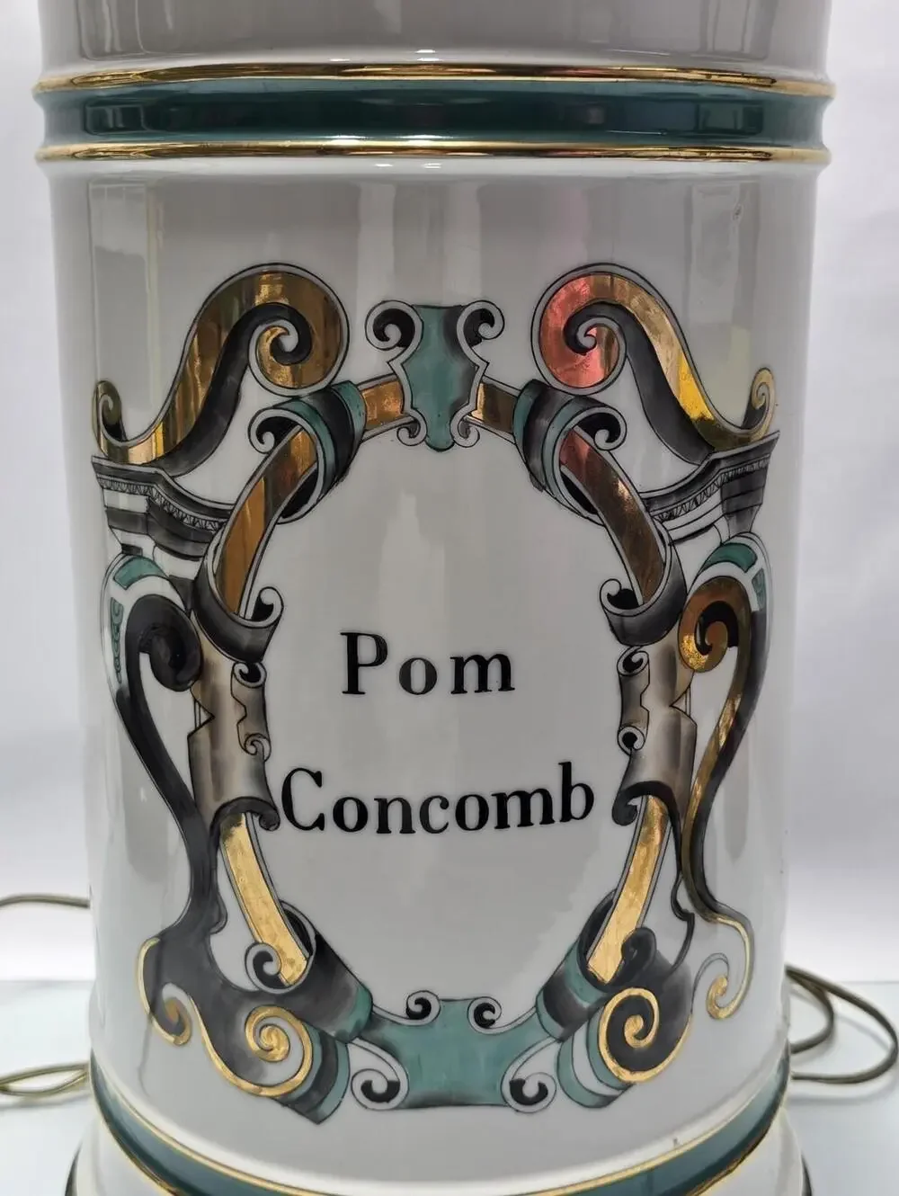 Vintage French Apothecary Pom Concomb Ceramic Table Lamp Large Working 28